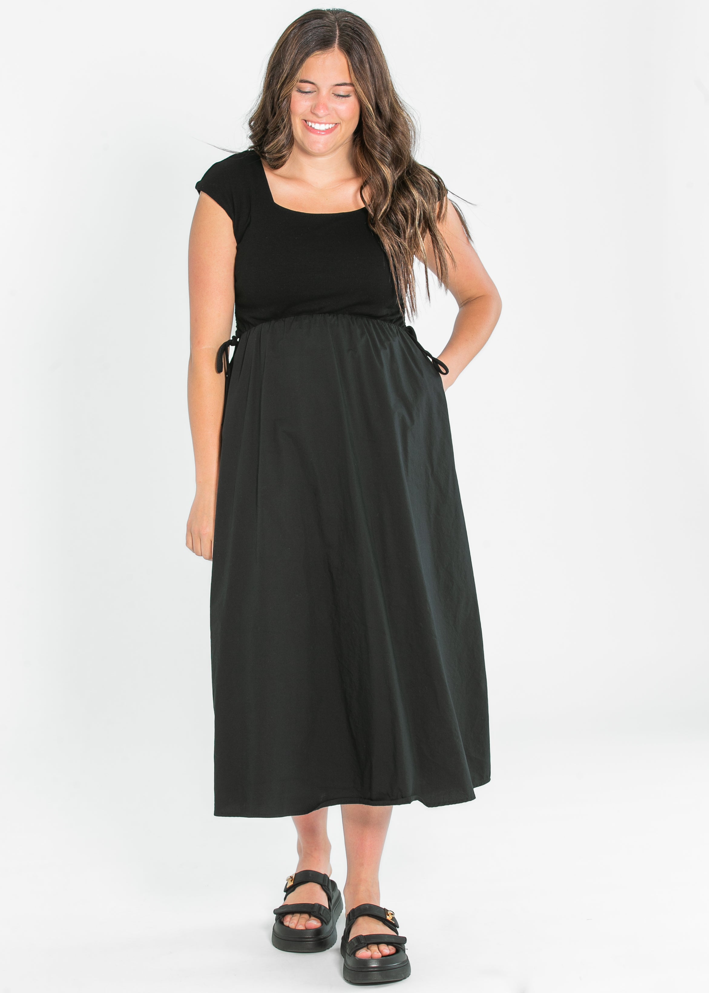 Robe longue évasée Eleanor noire