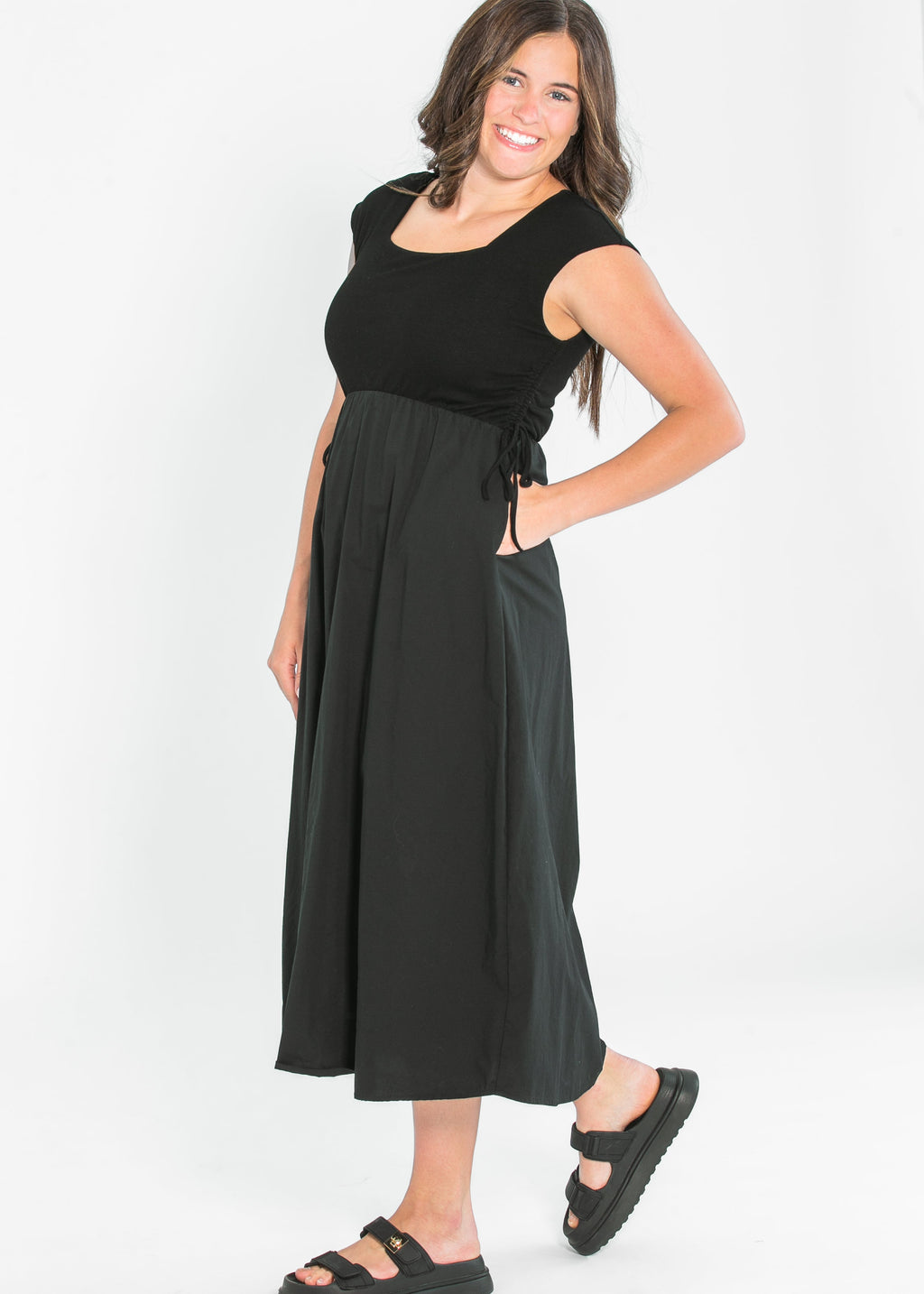 Robe longue évasée Eleanor noire