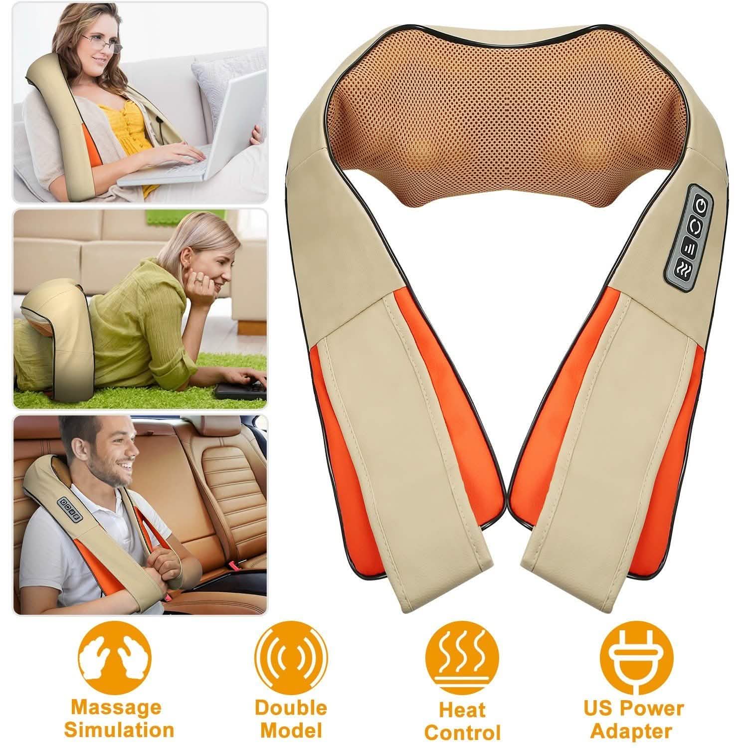 Cape de massage électrique du dos avec chaleur, massage par pétrissage 3D des tissus profonds