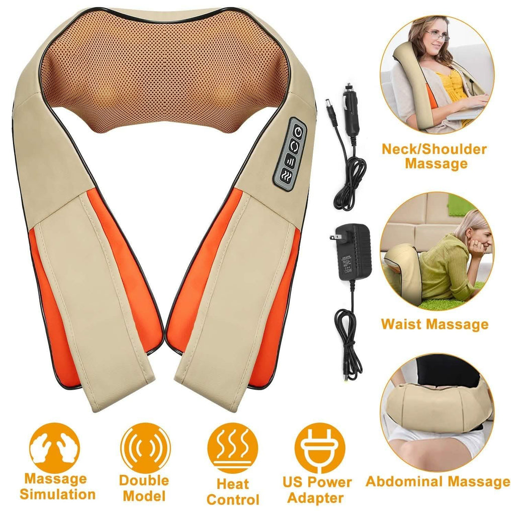 Cape de massage électrique du dos avec chaleur, massage par pétrissage 3D des tissus profonds