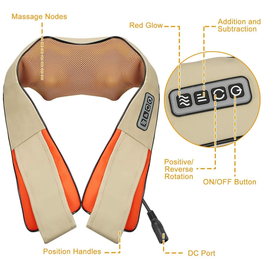 Cape de massage électrique du dos avec chaleur, massage par pétrissage 3D des tissus profonds