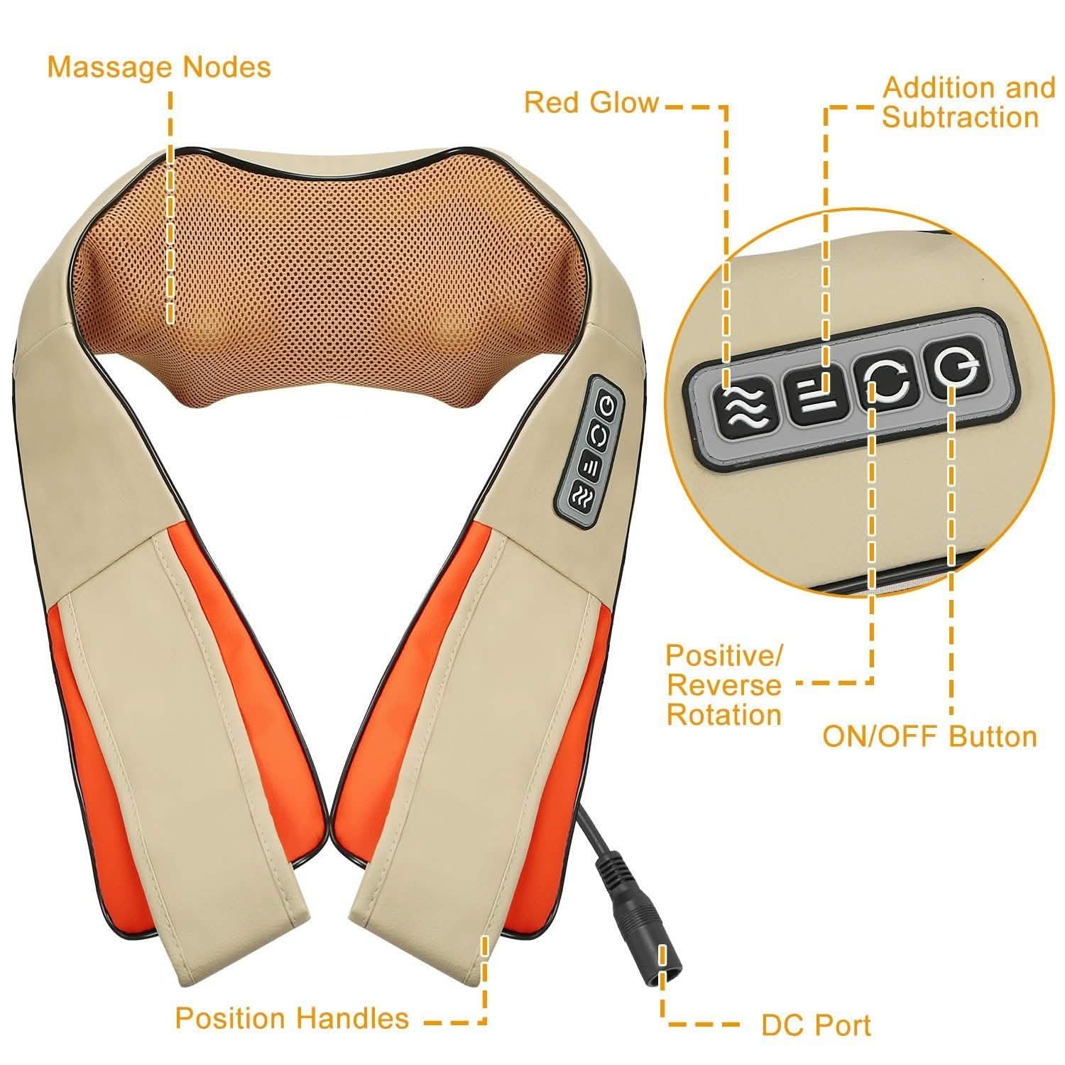 Cape de massage électrique du dos avec chaleur, massage par pétrissage 3D des tissus profonds