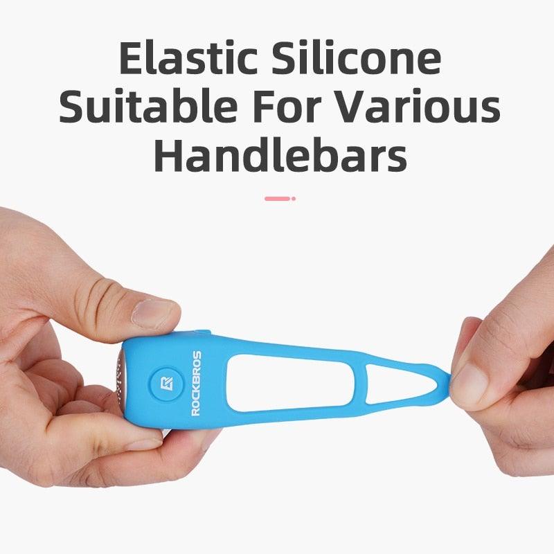 Sonnette de vélo électrique klaxon 90 dB, étanche, coque en gel de silice pour guidon de vélo, sonnette de vélo électrique, klaxons de vélo résistants à l'eau, klaxons de vélo puissants, accessoires de vélo