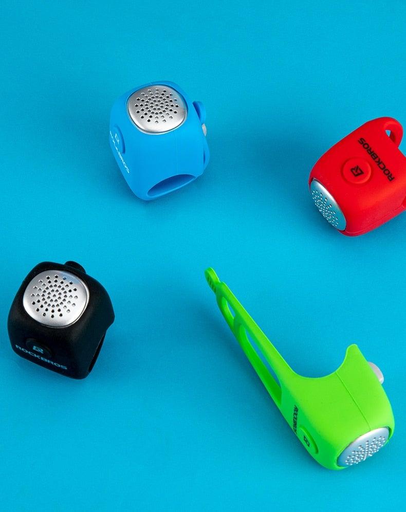 Sonnette de vélo électrique klaxon 90 dB, étanche, coque en gel de silice pour guidon de vélo, sonnette de vélo électrique, klaxons de vélo résistants à l'eau, klaxons de vélo puissants, accessoires de vélo