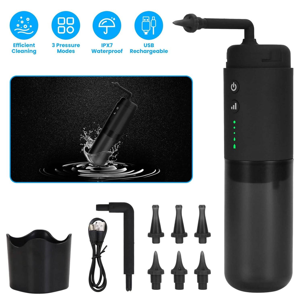 Kit de nettoyage électrique d'oreilles avec 3 modes 6 embouts auriculaires étanche IPX7 rechargeable par USB