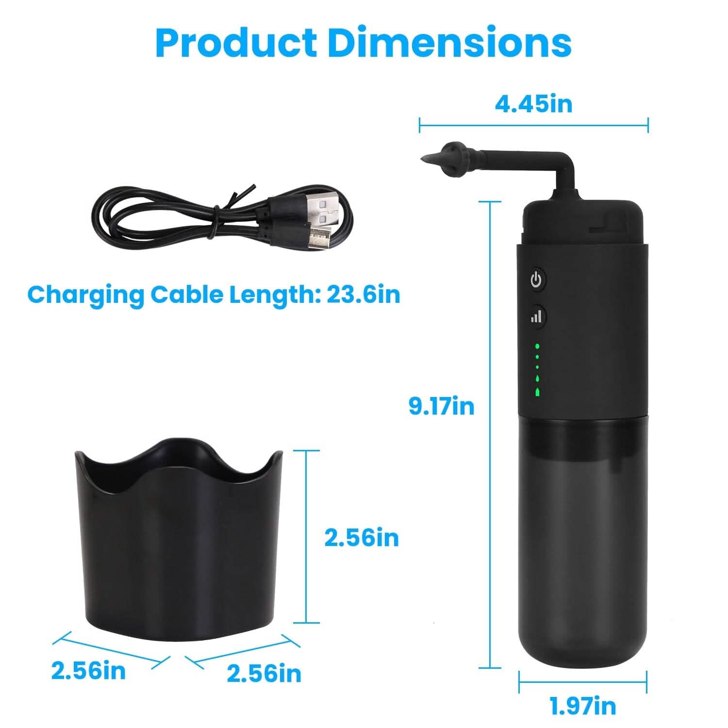 Kit de nettoyage électrique d'oreilles avec 3 modes 6 embouts auriculaires étanche IPX7 rechargeable par USB