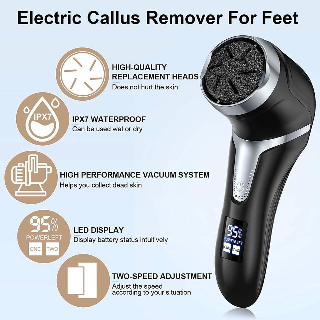 Éliminateur électrique de callosités pour les pieds avec aspirateur
