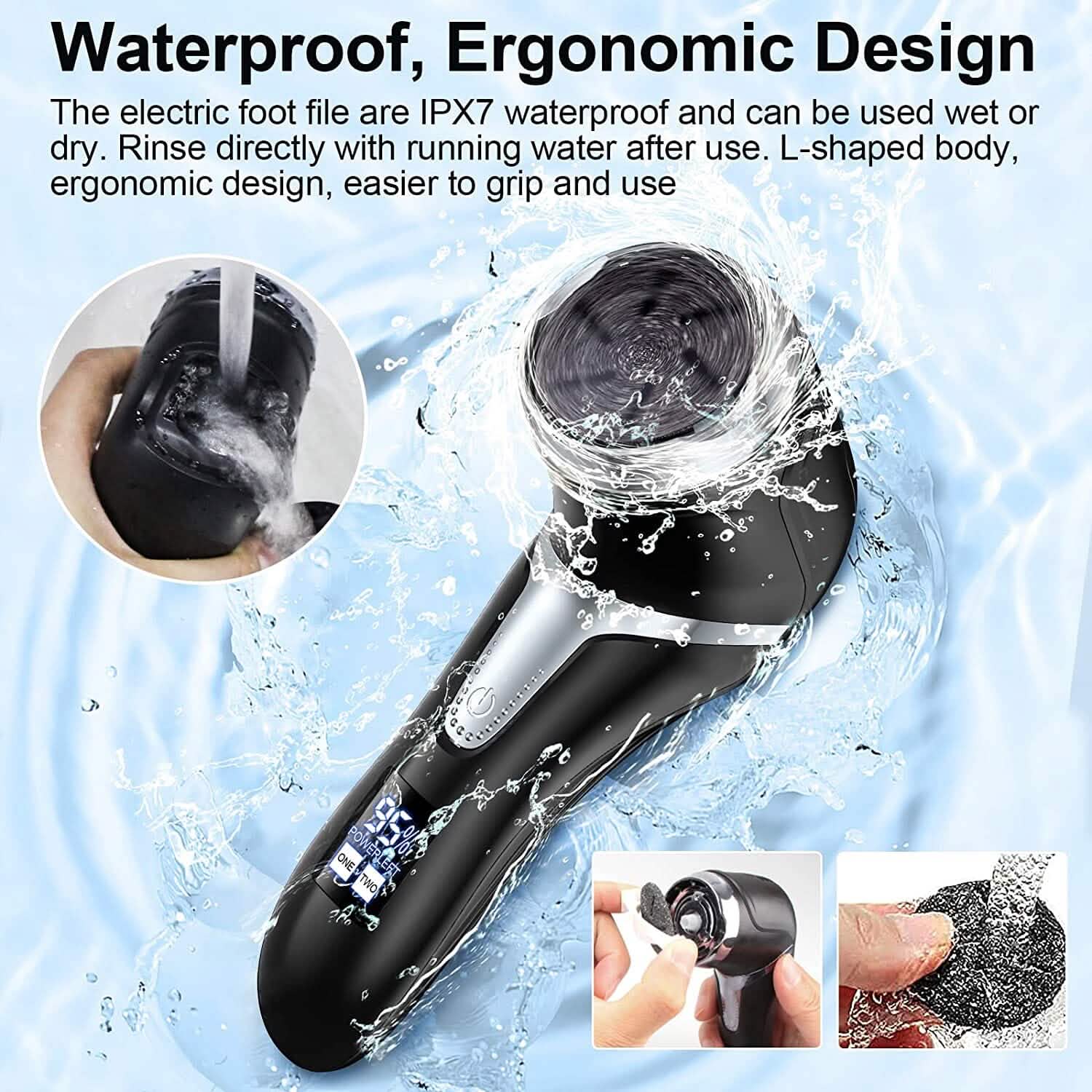 Éliminateur électrique de callosités pour les pieds avec aspirateur