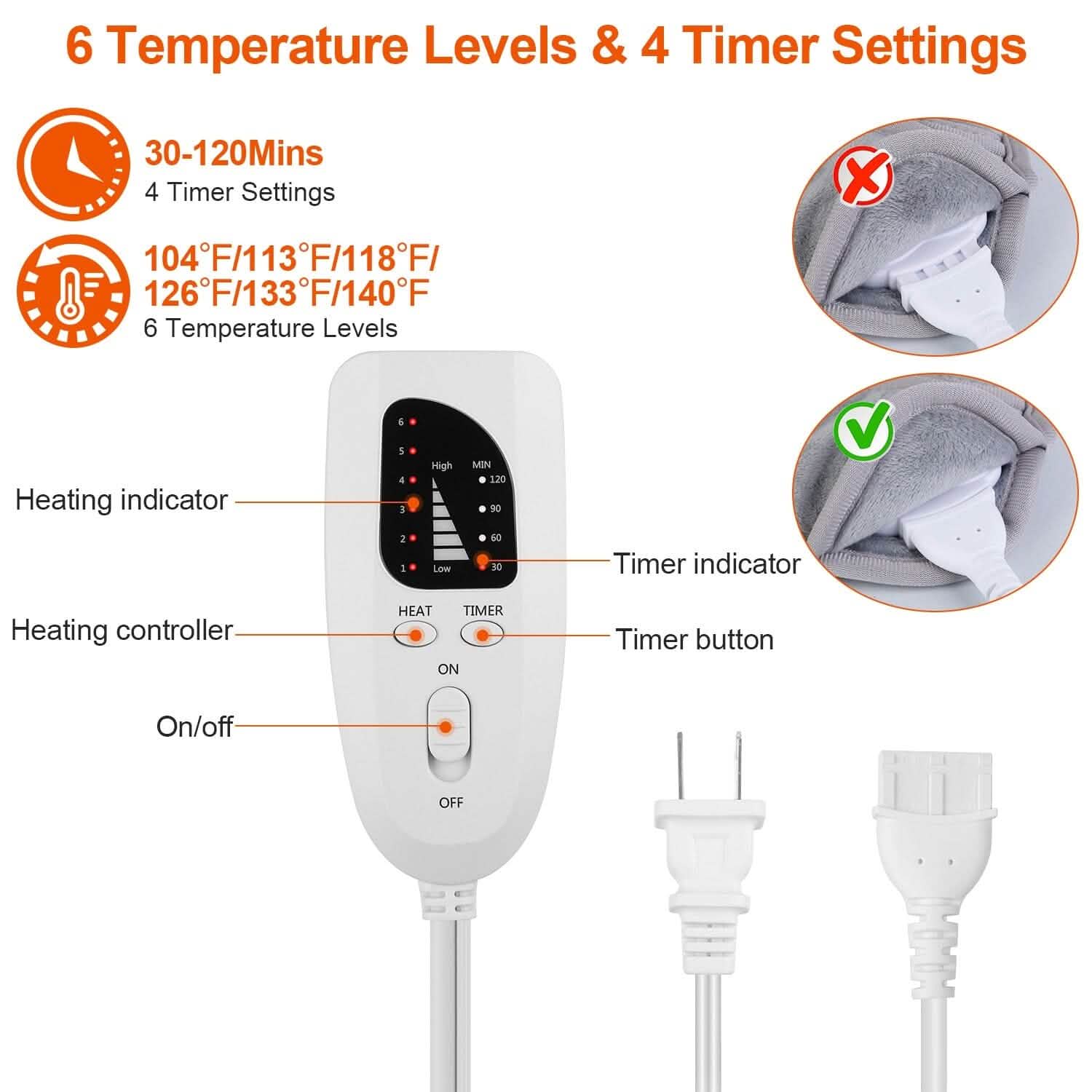 Chauffe-pieds électrique avec 6 réglages de température