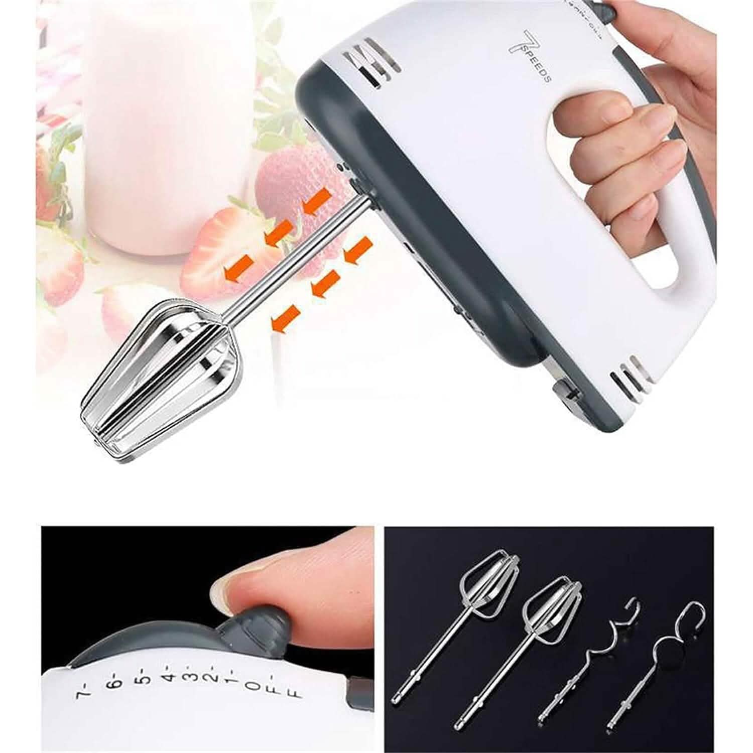 Batteur électrique à main avec 4 fouets et un séparateur