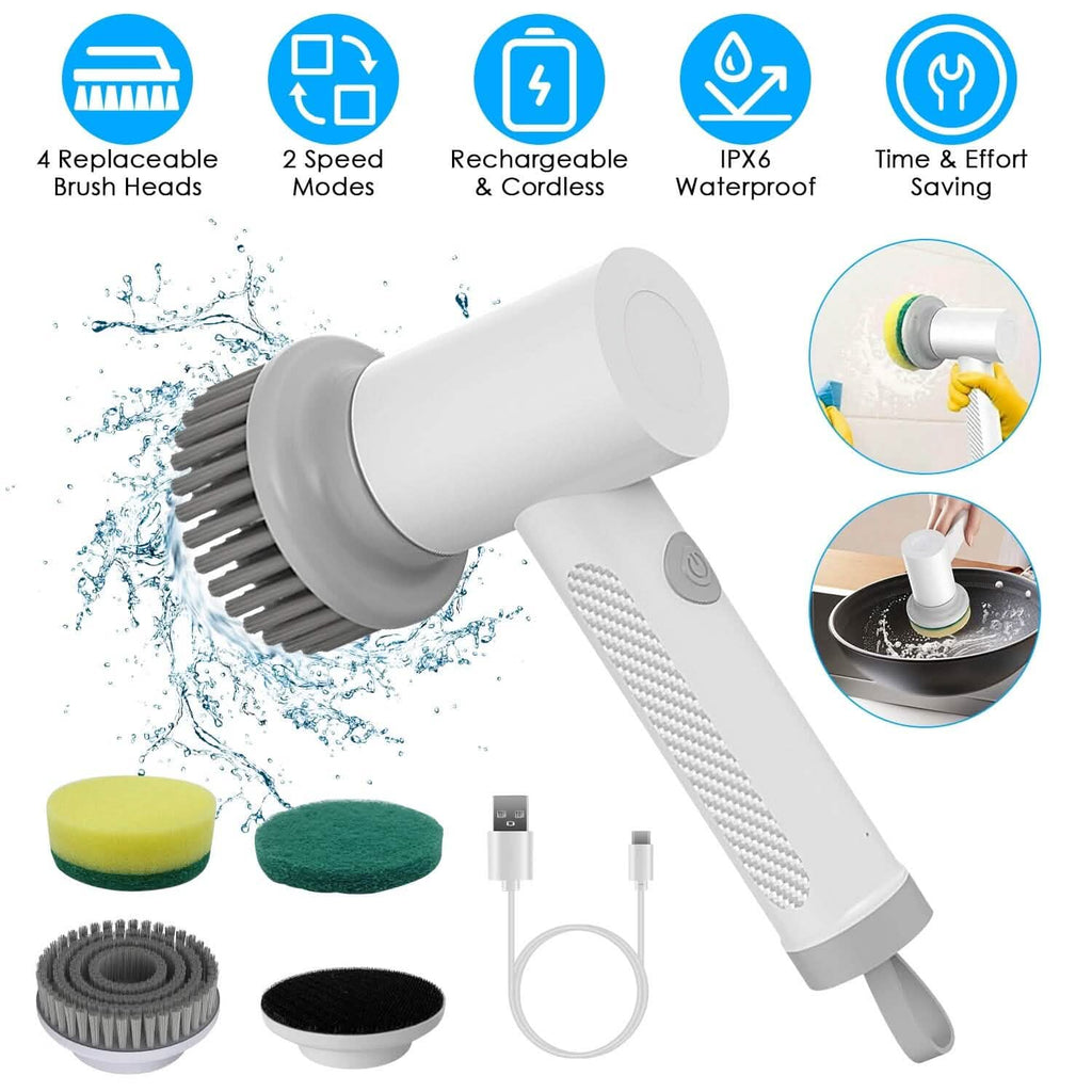 Brosse de nettoyage électrique portative sans fil avec 2 vitesses de rotation