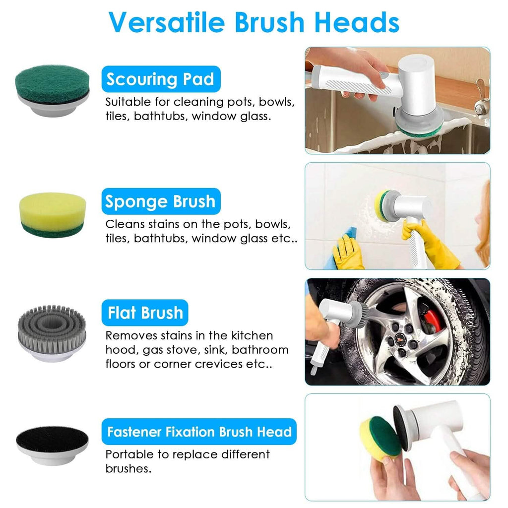 Brosse de nettoyage électrique portative sans fil avec 2 vitesses de rotation