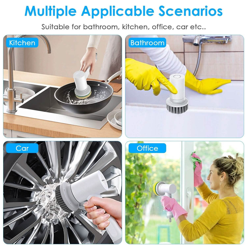 Brosse de nettoyage électrique portative sans fil avec 2 vitesses de rotation