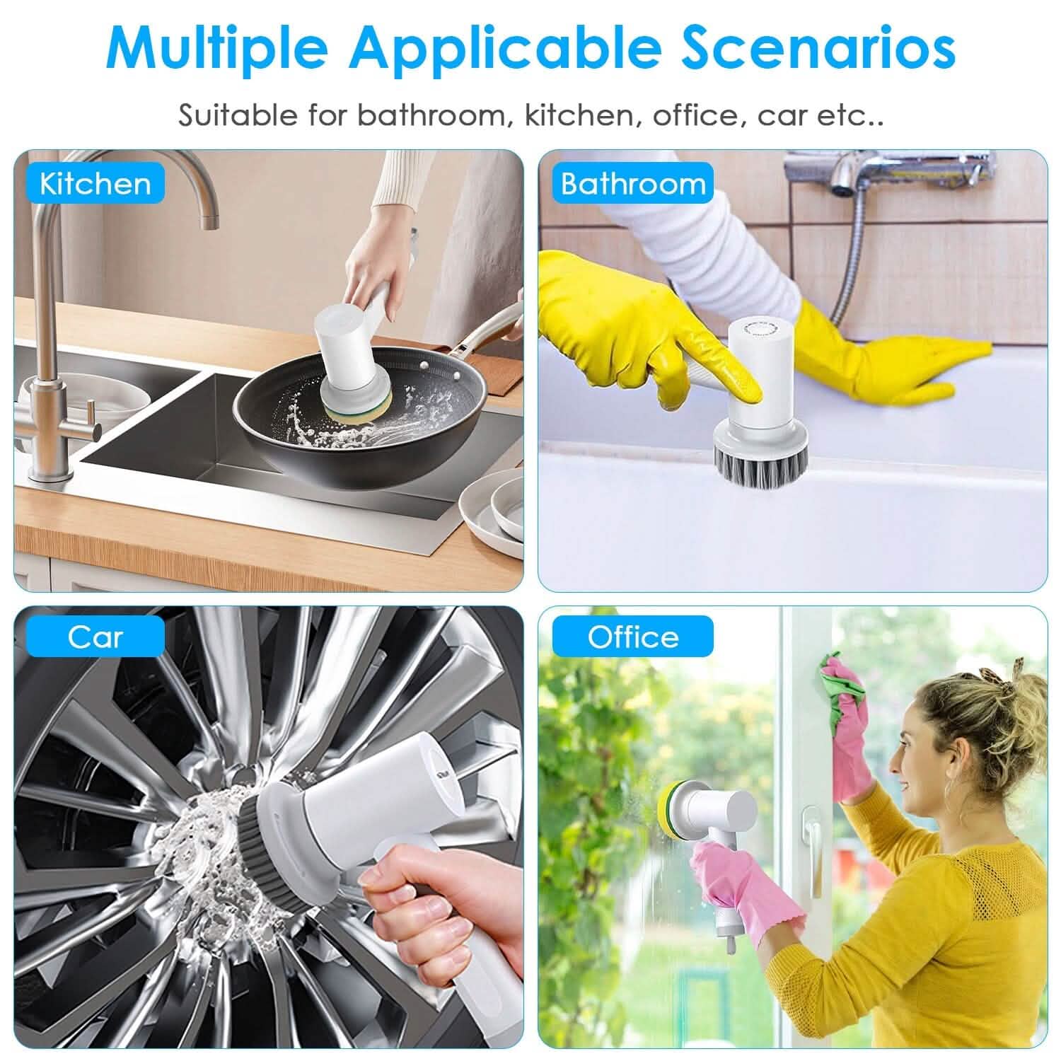 Brosse de nettoyage électrique portative sans fil avec 2 vitesses de rotation