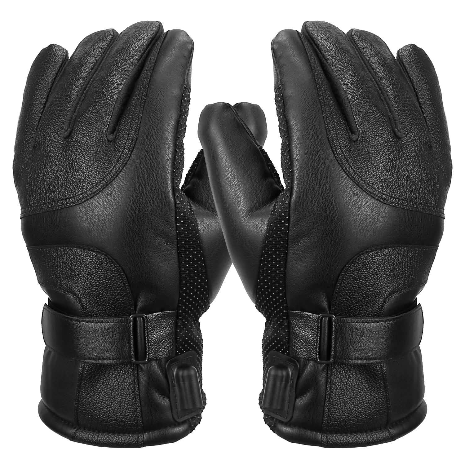 Gants tactiles chauffants électriques en cuir, avec prise USB