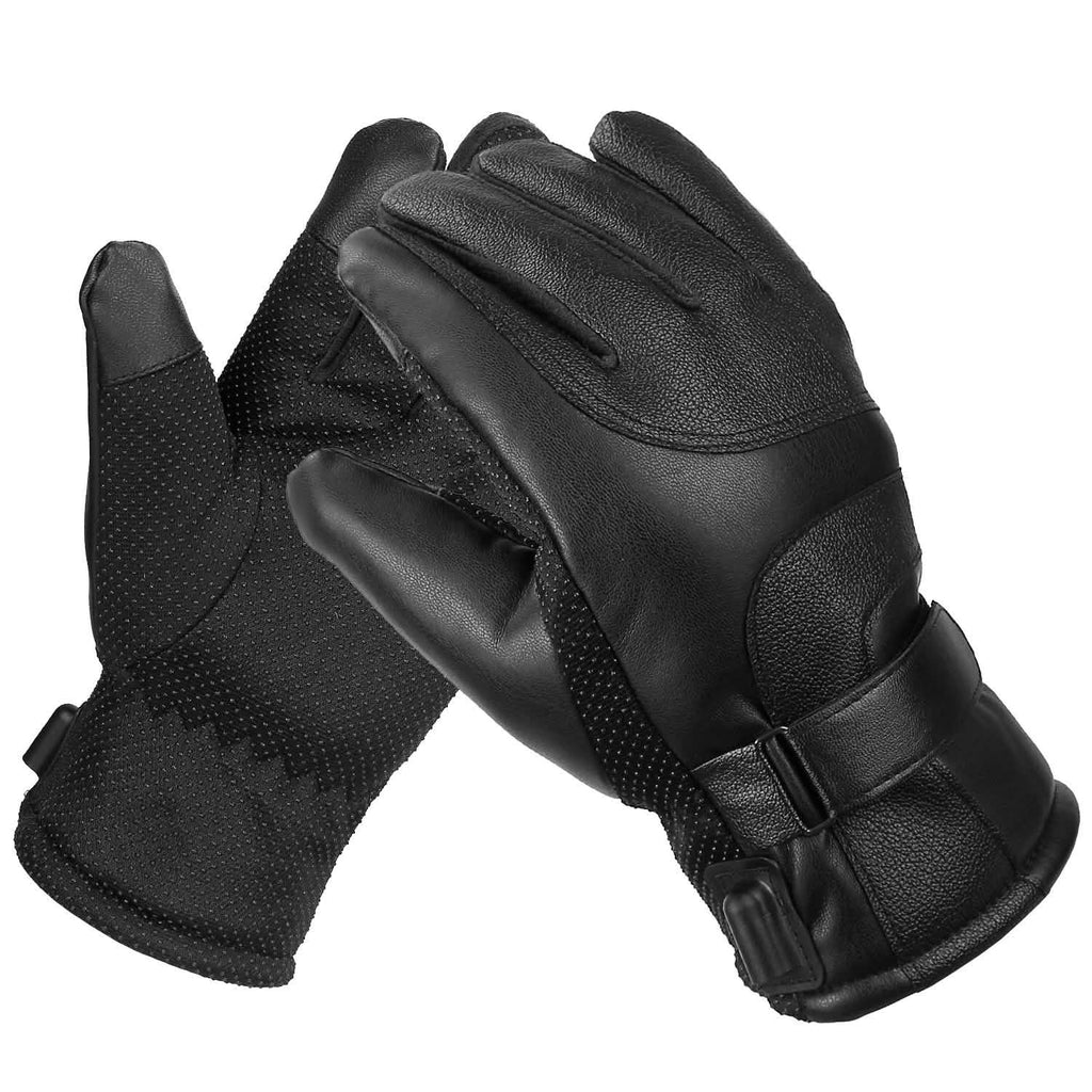Gants tactiles chauffants électriques en cuir, avec prise USB