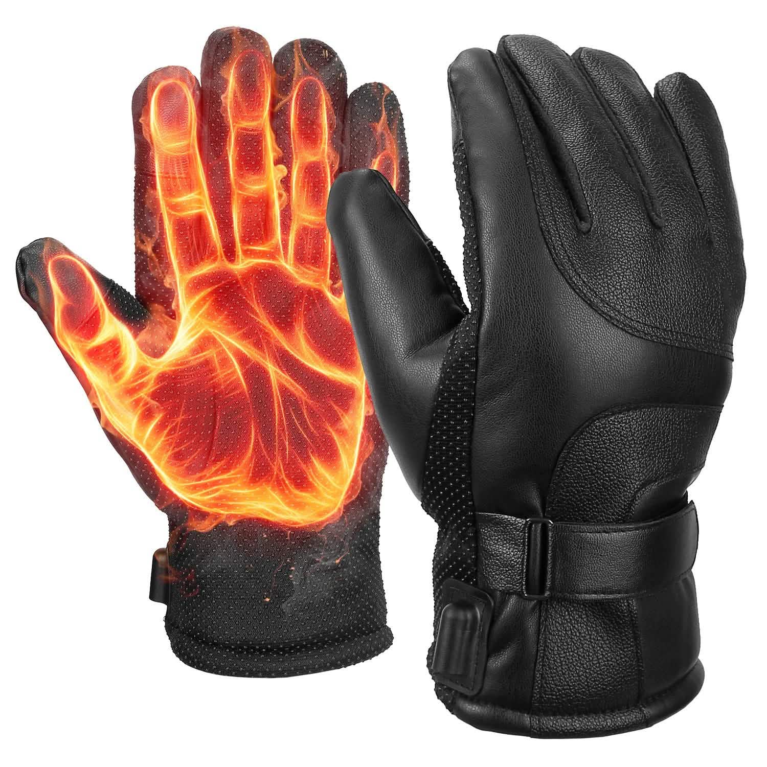 Gants tactiles chauffants électriques en cuir, avec prise USB