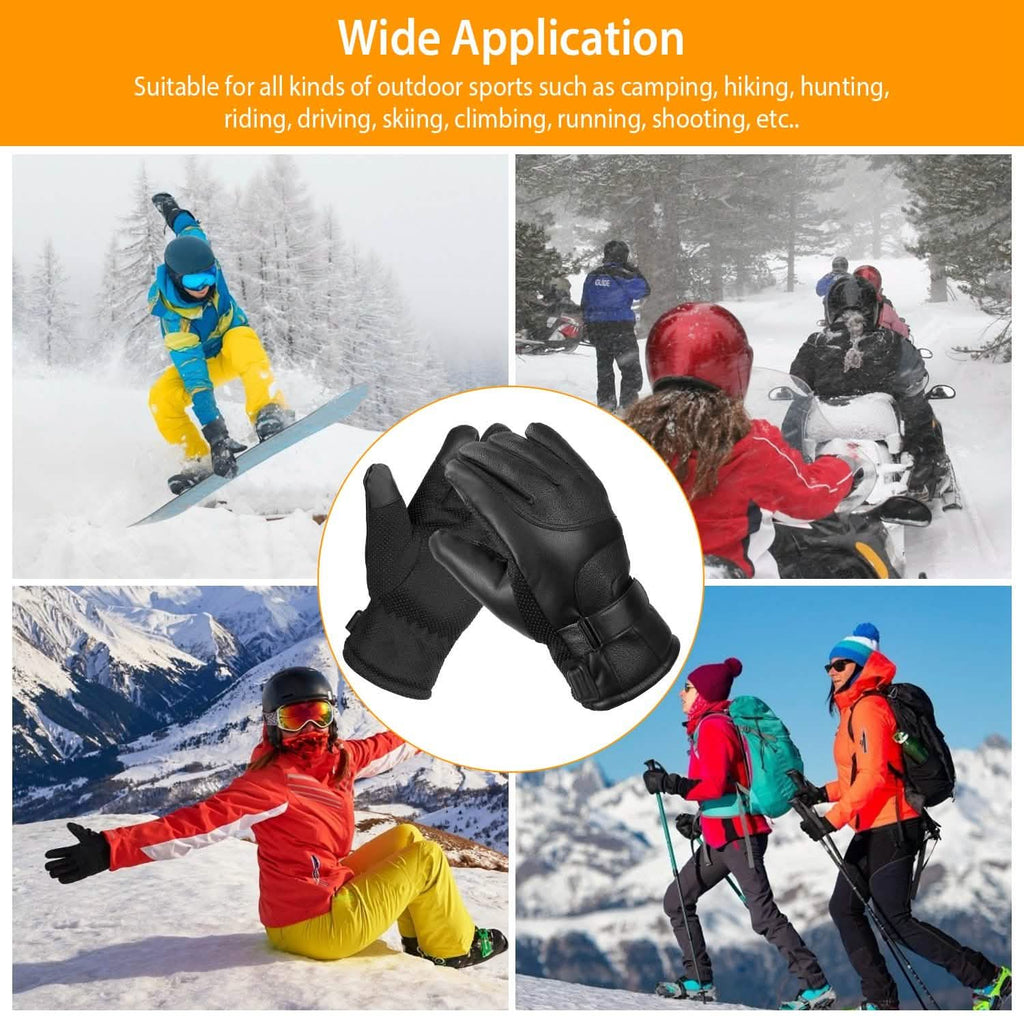 Gants tactiles chauffants électriques en cuir, avec prise USB