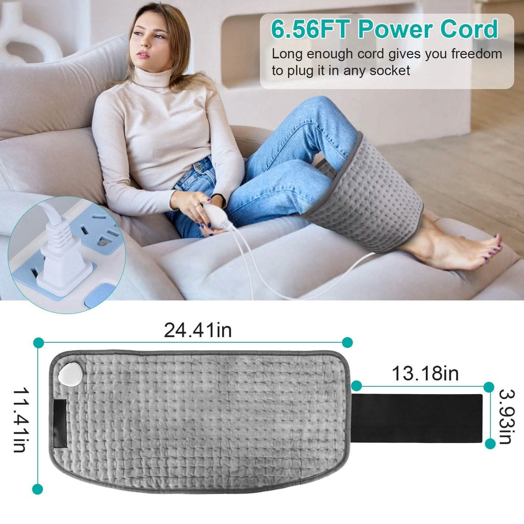 Coussin Chauffant Électrique pour le Dos, l'Abdomen, les Épaules avec 10 Niveaux de Température Réglables et Minuteur Intelligent