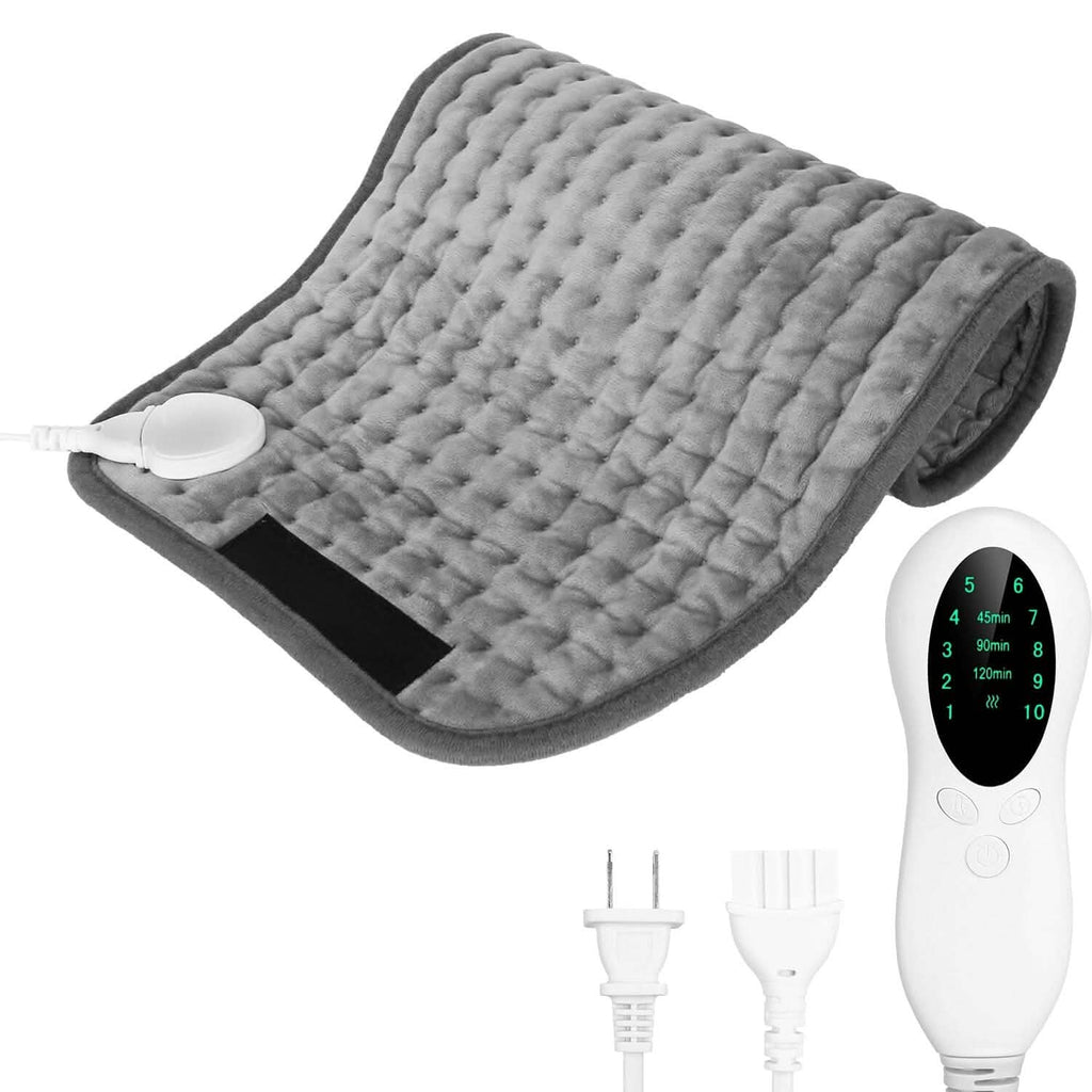 Coussin Chauffant Électrique pour le Dos, l'Abdomen, les Épaules avec 10 Niveaux de Température Réglables et Minuteur Intelligent