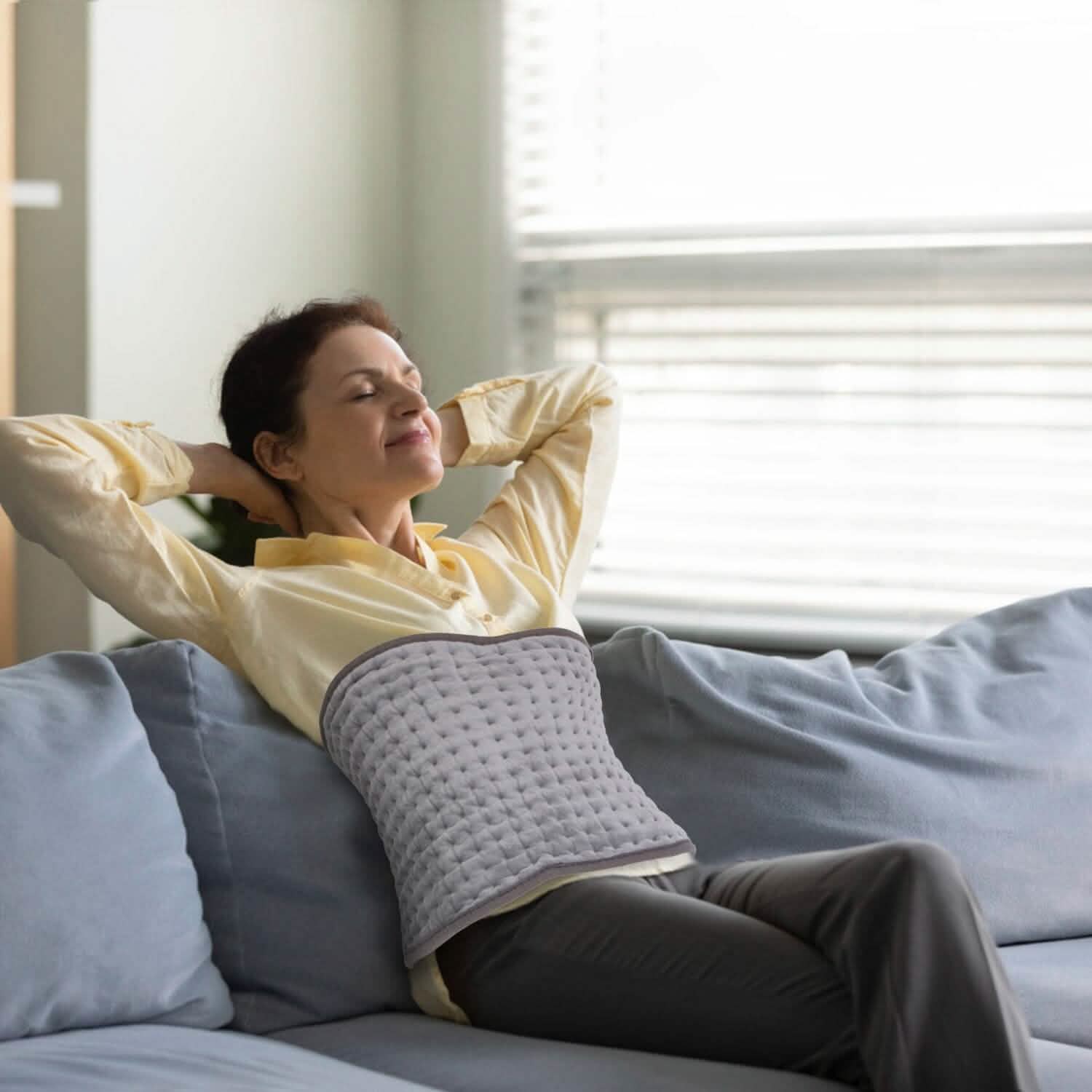 Coussin Chauffant Électrique pour le Dos, l'Abdomen, les Épaules avec 10 Niveaux de Température Réglables et Minuteur Intelligent
