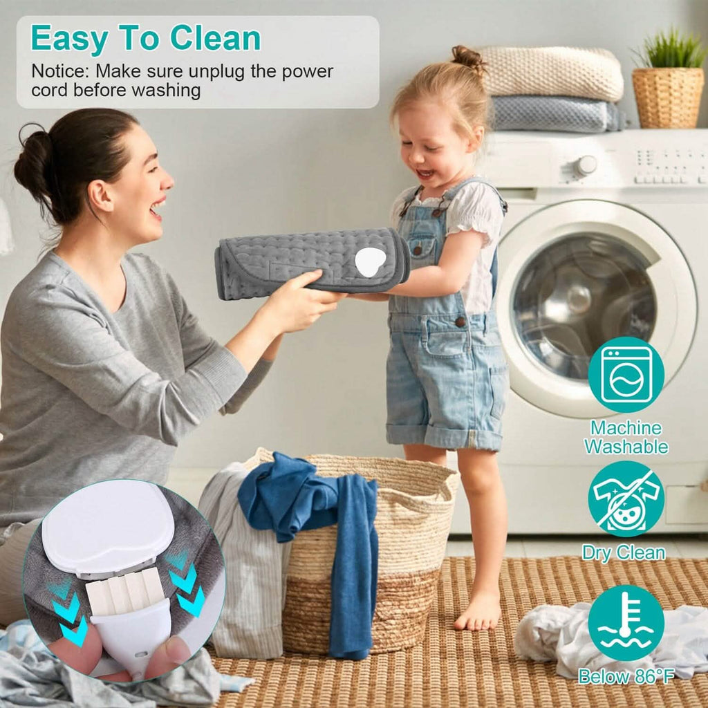 Coussin Chauffant Électrique pour le Dos, l'Abdomen, les Épaules avec 10 Niveaux de Température Réglables et Minuteur Intelligent