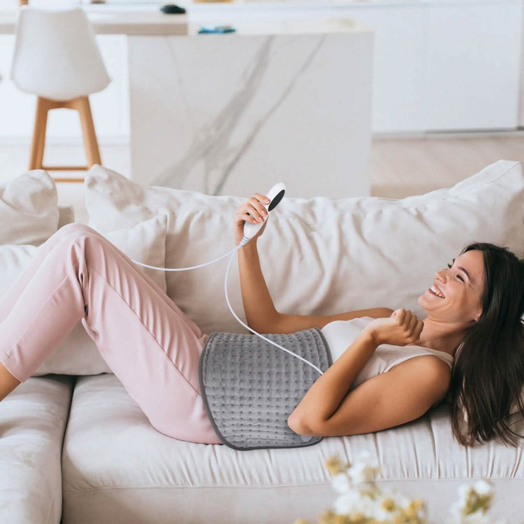 Coussin Chauffant Électrique pour le Dos, l'Abdomen, les Épaules avec 10 Niveaux de Température Réglables et Minuteur Intelligent