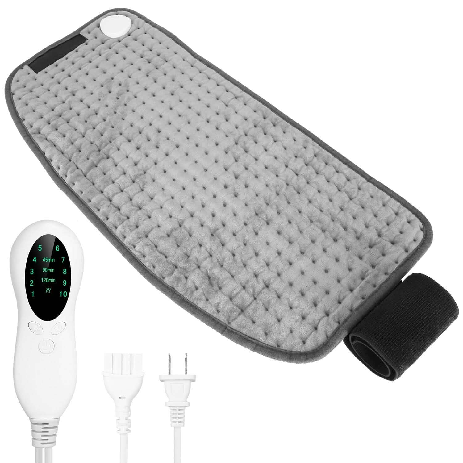 Coussin Chauffant Électrique pour le Dos, l'Abdomen, les Épaules avec 10 Niveaux de Température Réglables et Minuteur Intelligent