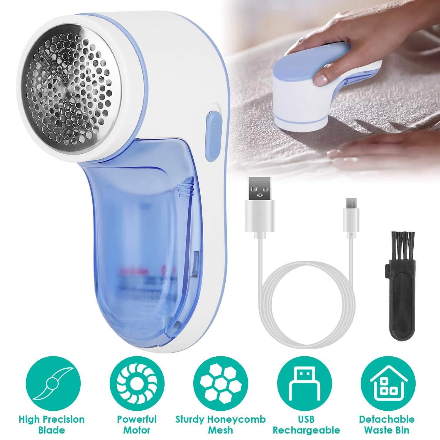 Rasoir anti-bouloches électrique rechargeable par USB pour vêtements et tissus