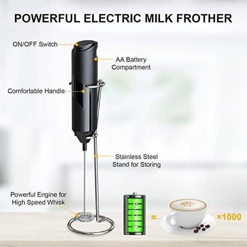 Mousseur à lait électrique portatif avec support en acier inoxydable