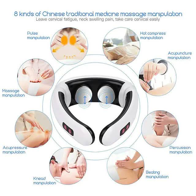 Masseur de nuque électrique et dos à impulsions 6 modes contrôle de puissance