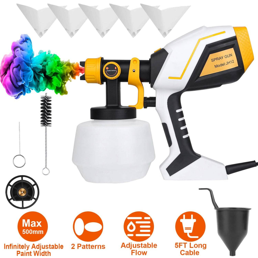Pistolet à Peinture Électrique HVLP avec Différents Motifs de Pulvérisation Réservoir Détachable 1200ML