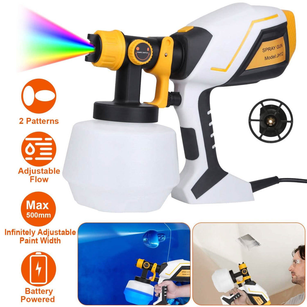 Pistolet à Peinture Électrique HVLP avec Différents Motifs de Pulvérisation Réservoir Détachable 1200ML