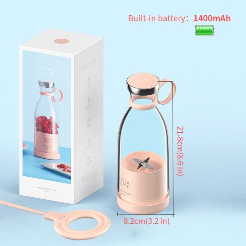 Mélangeur Électrique Portable Bouteille de Jus en Verre Presse-Agrumes Fruits Frais USB Multifonctionnel Mixeur de Fraises d'Agrumes et de Milkshakes Mini Tasse de Presse-Agrumes Électrique Portable Rechargeable par USB, Mixeur Compact Multi-Fonctionnel