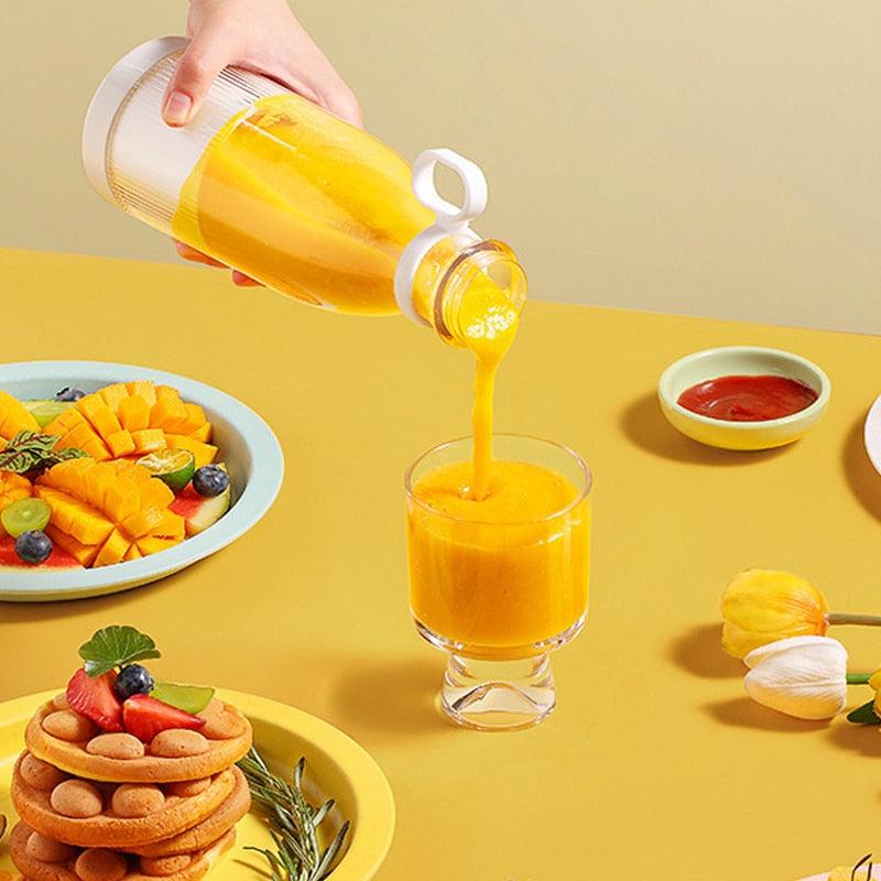 Mélangeur Électrique Portable Bouteille de Jus en Verre Presse-Agrumes Fruits Frais USB Multifonctionnel Mixeur de Fraises d'Agrumes et de Milkshakes Mini Tasse de Presse-Agrumes Électrique Portable Rechargeable par USB, Mixeur Compact Multi-Fonctionnel