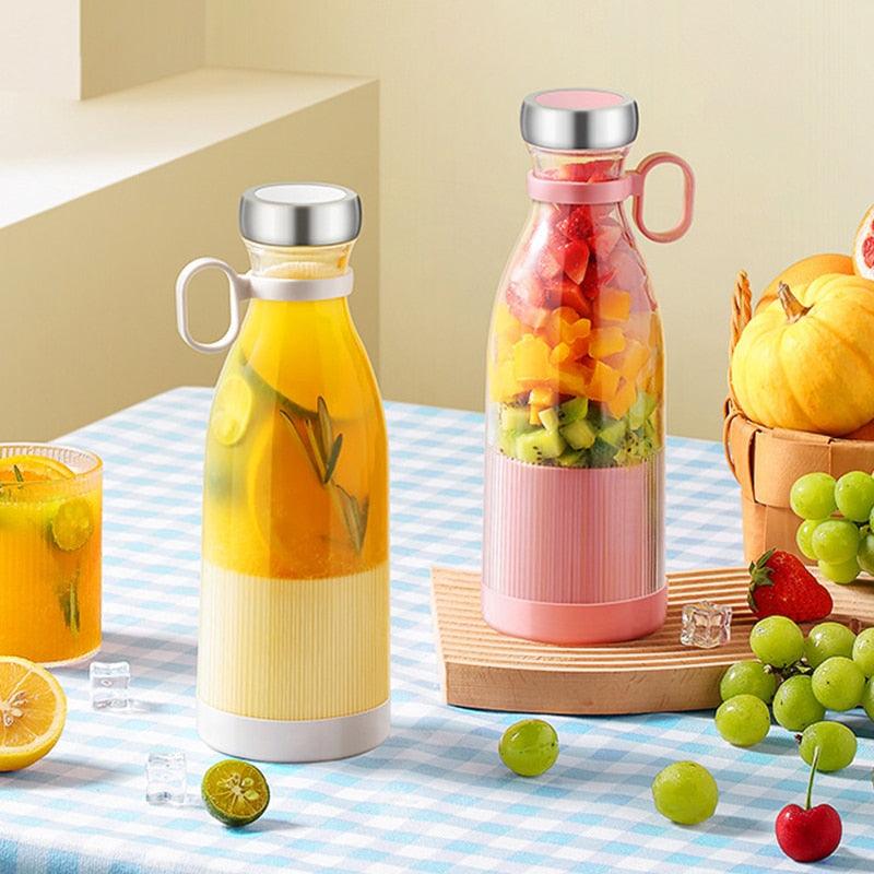 Mélangeur Électrique Portable Bouteille de Jus en Verre Presse-Agrumes Fruits Frais USB Multifonctionnel Mixeur de Fraises d'Agrumes et de Milkshakes Mini Tasse de Presse-Agrumes Électrique Portable Rechargeable par USB, Mixeur Compact Multi-Fonctionnel