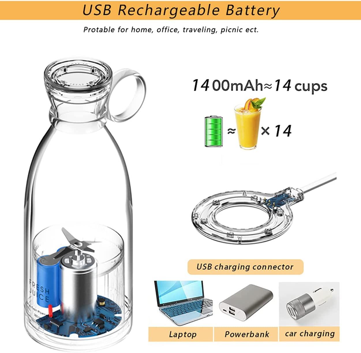 Mélangeur Électrique Portable Bouteille de Jus en Verre Presse-Agrumes Fruits Frais USB Multifonctionnel Mixeur de Fraises d'Agrumes et de Milkshakes Mini Tasse de Presse-Agrumes Électrique Portable Rechargeable par USB, Mixeur Compact Multi-Fonctionnel