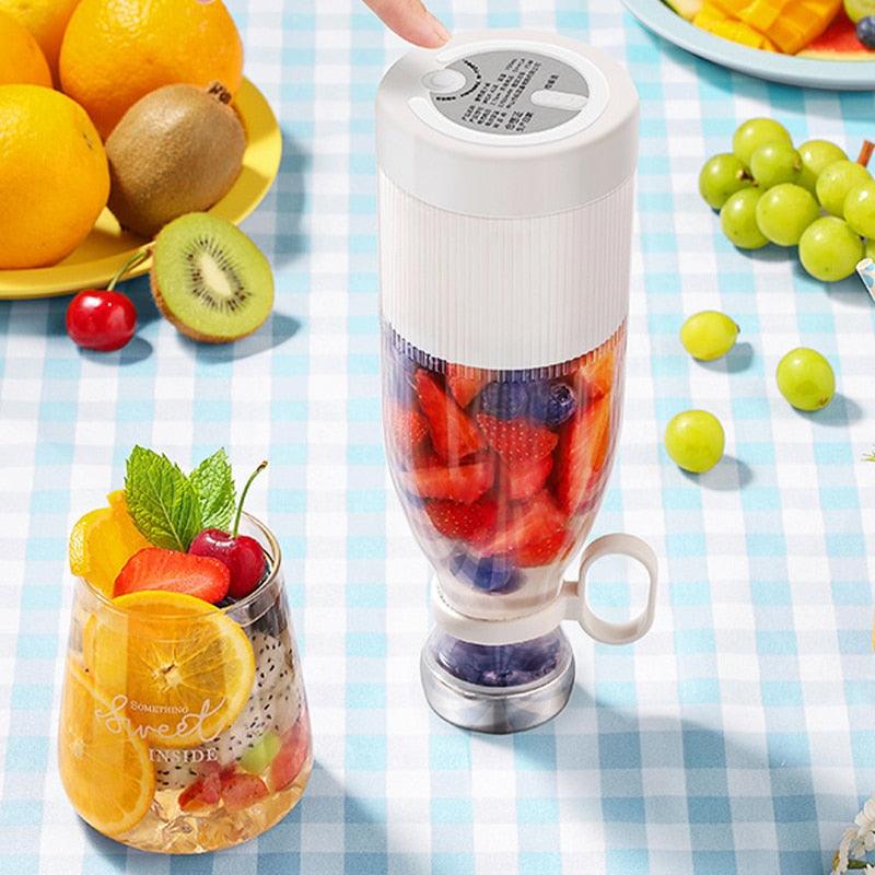 Mélangeur Électrique Portable Bouteille de Jus en Verre Presse-Agrumes Fruits Frais USB Multifonctionnel Mixeur de Fraises d'Agrumes et de Milkshakes Mini Tasse de Presse-Agrumes Électrique Portable Rechargeable par USB, Mixeur Compact Multi-Fonctionnel