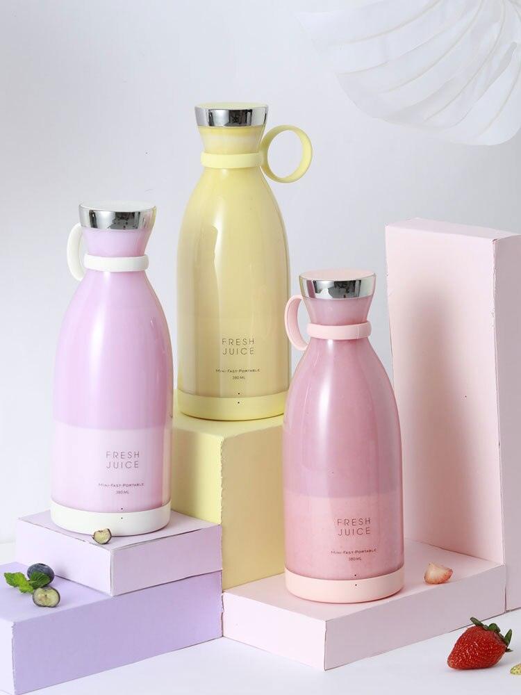 Mélangeur Électrique Portable Bouteille de Jus en Verre Presse-Agrumes Fruits Frais USB Multifonctionnel Mixeur de Fraises d'Agrumes et de Milkshakes Mini Tasse de Presse-Agrumes Électrique Portable Rechargeable par USB, Mixeur Compact Multi-Fonctionnel