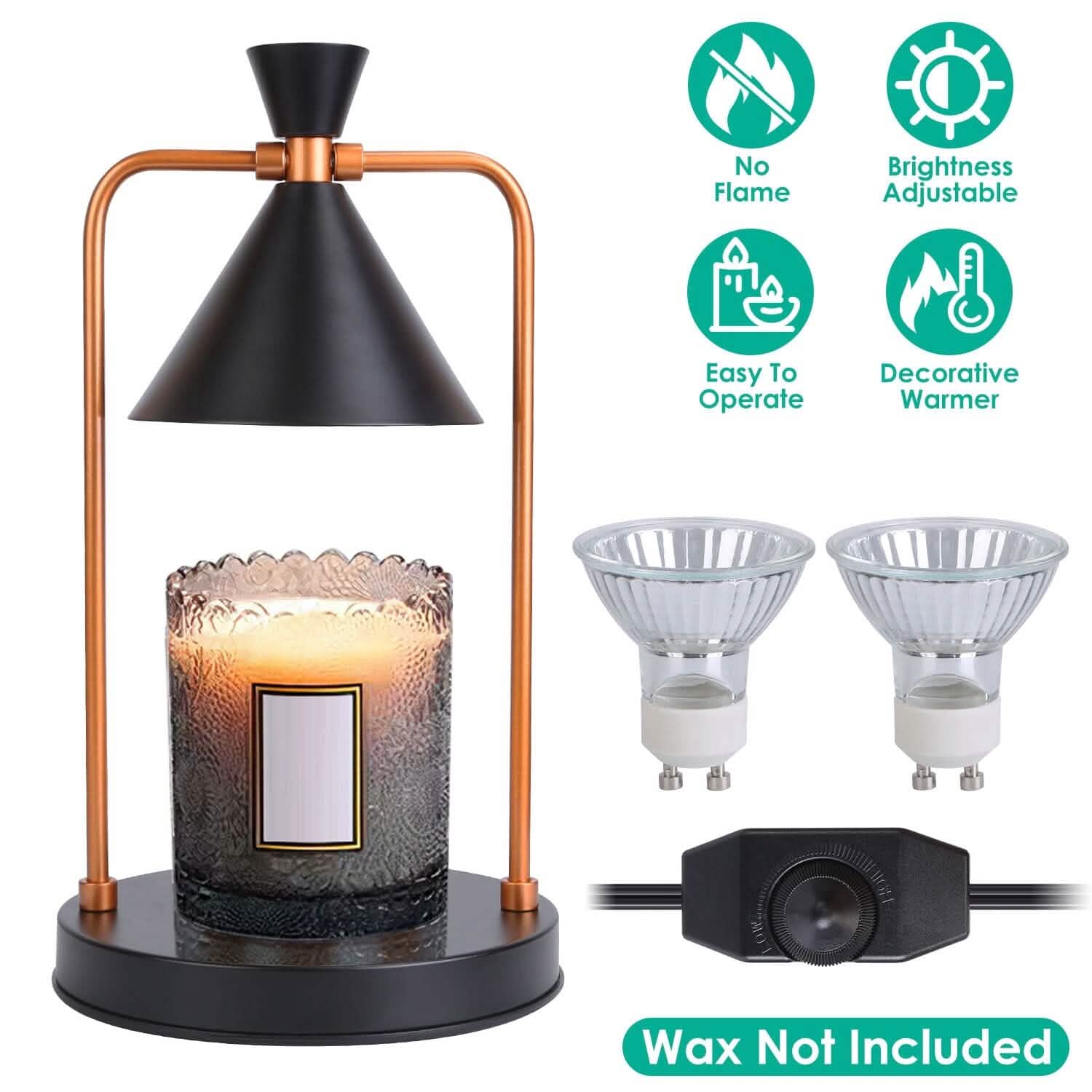 Lampe chauffante électrique pour cire fondue, intensité variable, avec 2 ampoules GU10