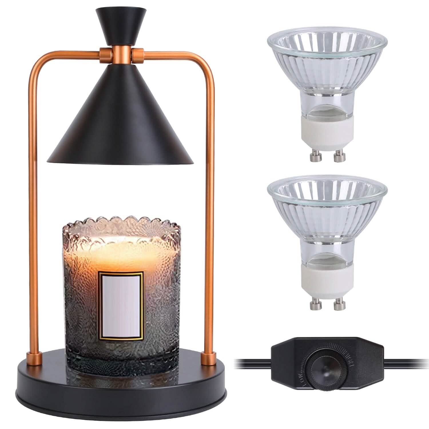 Lampe chauffante électrique pour cire fondue, intensité variable, avec 2 ampoules GU10