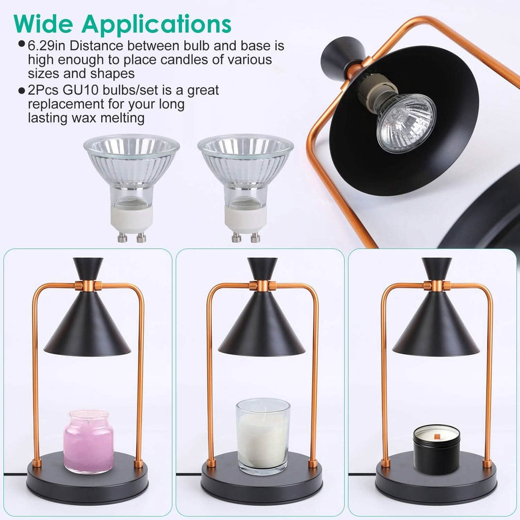 Lampe chauffante électrique pour cire fondue, intensité variable, avec 2 ampoules GU10