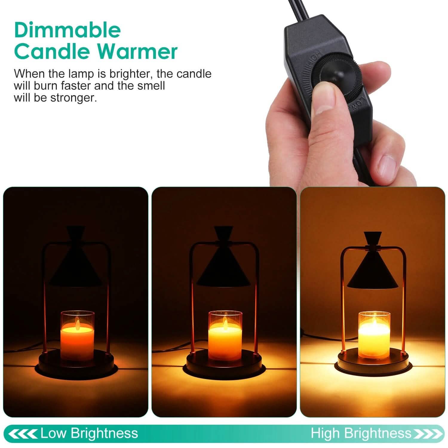 Lampe chauffante électrique pour cire fondue, intensité variable, avec 2 ampoules GU10