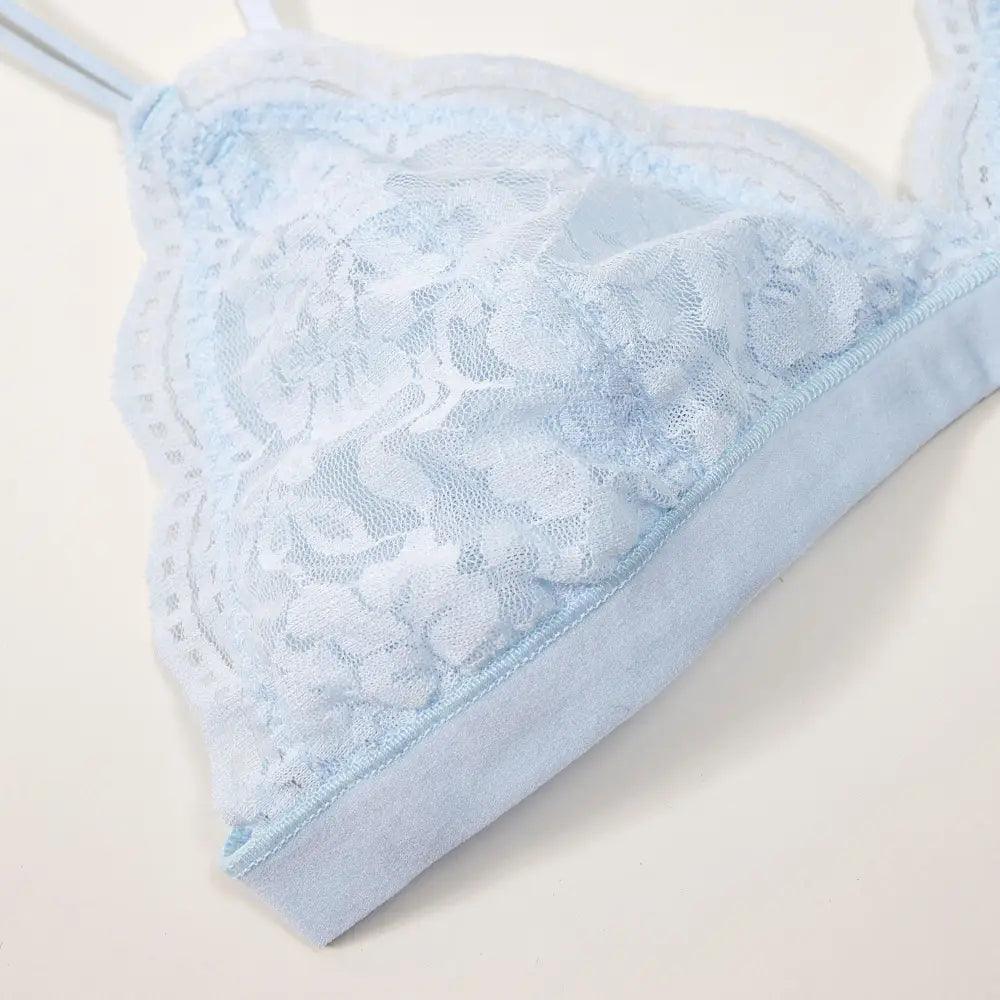 Soutien-gorge triangle fin en dentelle élégante pour femme, lingerie sans armature, transparente, de couleur unie blanc/noir