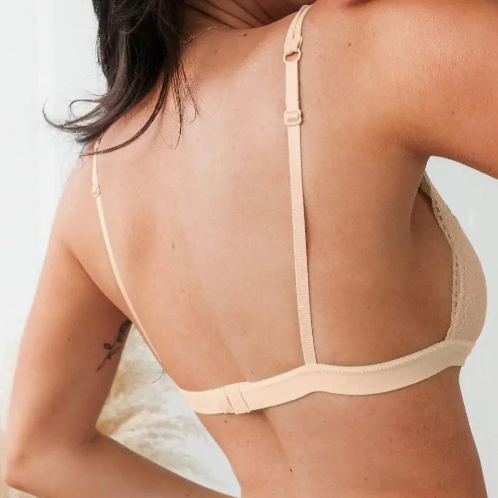 Soutien-gorge triangle fin en dentelle élégante pour femme, lingerie sans armature, transparente, de couleur unie blanc/noir