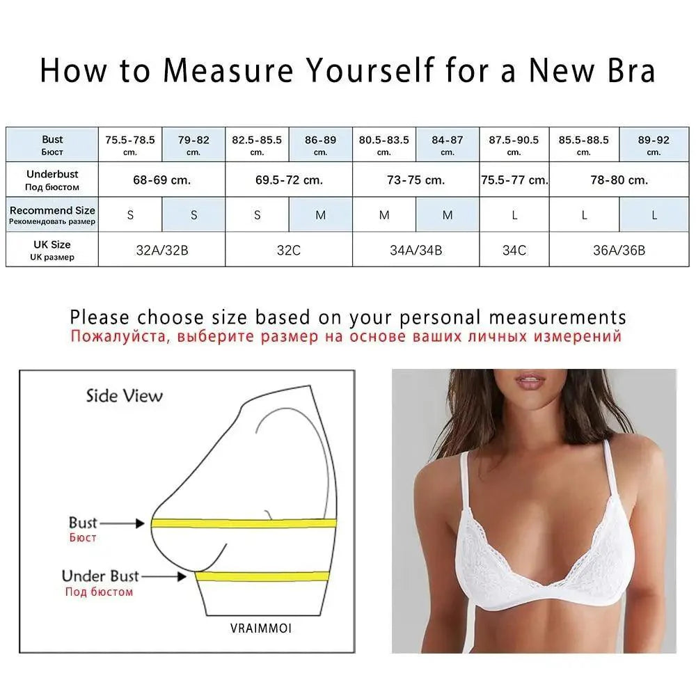 Soutien-gorge triangle fin en dentelle élégante pour femme, lingerie sans armature, transparente, de couleur unie blanc/noir