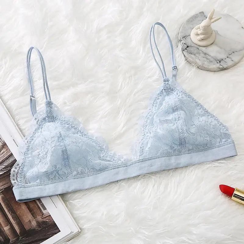 Soutien-gorge triangle fin en dentelle élégante pour femme, lingerie sans armature, transparente, de couleur unie blanc/noir