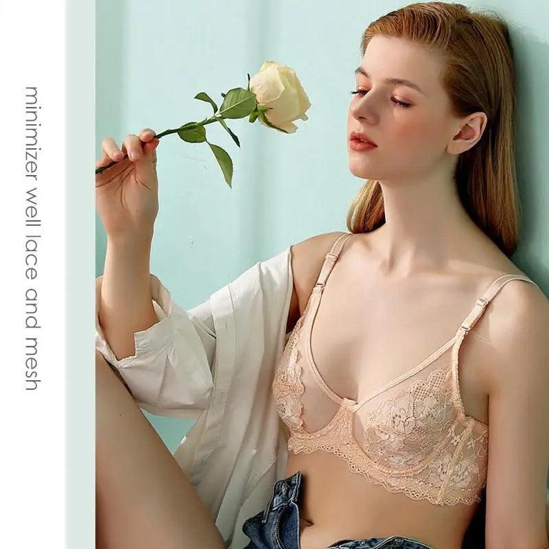 Soutiens-gorge transparents élégants pour femmes, ultra fins en dentelle, sans armatures, push-up, grandes tailles, haut d'été 34 36 38 40 Bonnet ABCD