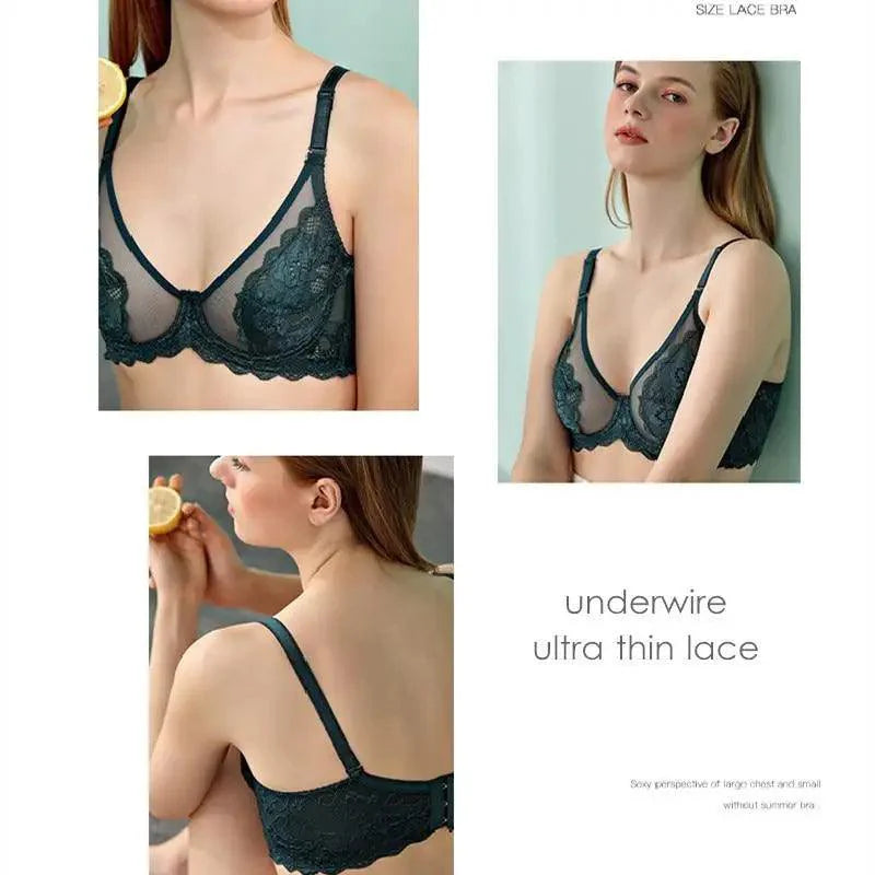 Soutiens-gorge transparents élégants pour femmes, ultra fins en dentelle, sans armatures, push-up, grandes tailles, haut d'été 34 36 38 40 Bonnet ABCD