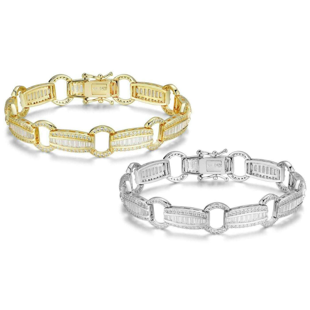 Bracelet tennis élégant à maillons baguette et cristaux